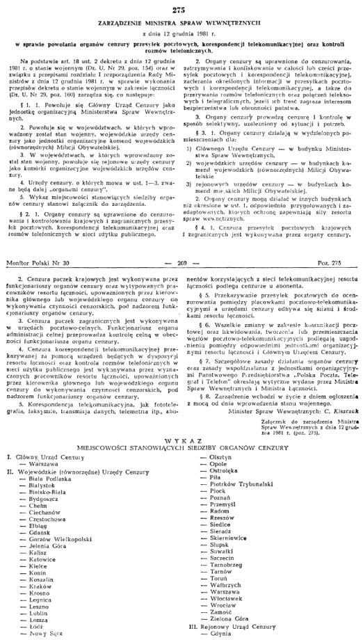 Verordnung vom 12.12.1981